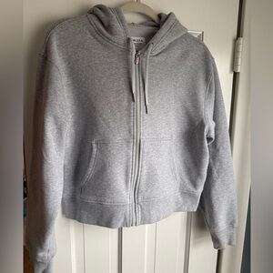 Athleta Gray Forever Fleece Full Zip Hoodie Heather Gray